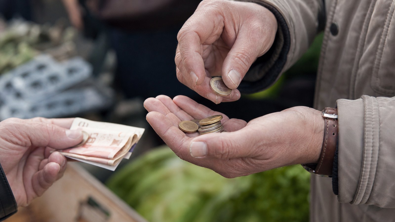 Comptage de la caisse en fin de marché